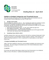 Briefing Note 23: Update on Budget Categories and Threshold Scores